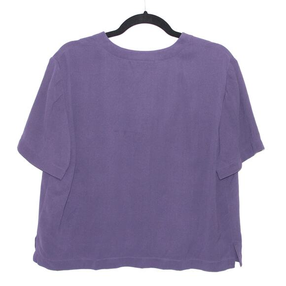 Vintage Talbots 100% Silk Blouse Button Down Size 14 Purple - Picture 5 of 5